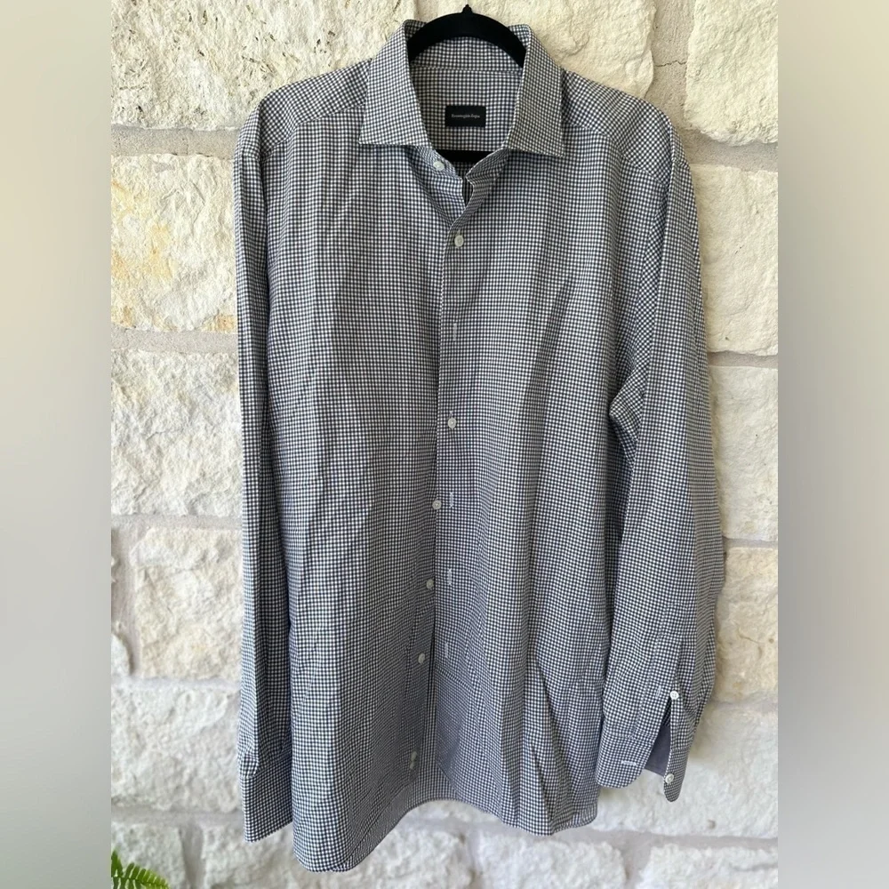 ERMENEGILDO ZEGNA Brown Checked Shirt Sz XL Preloved Excellent Condition